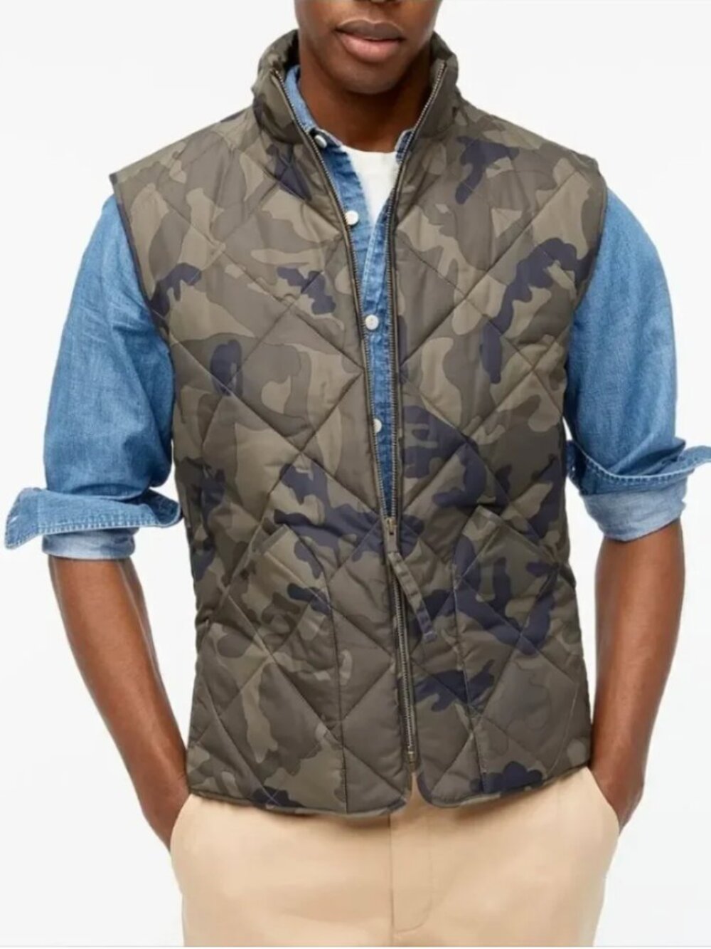 J. Crew Camo Quilted Vest - Size XL